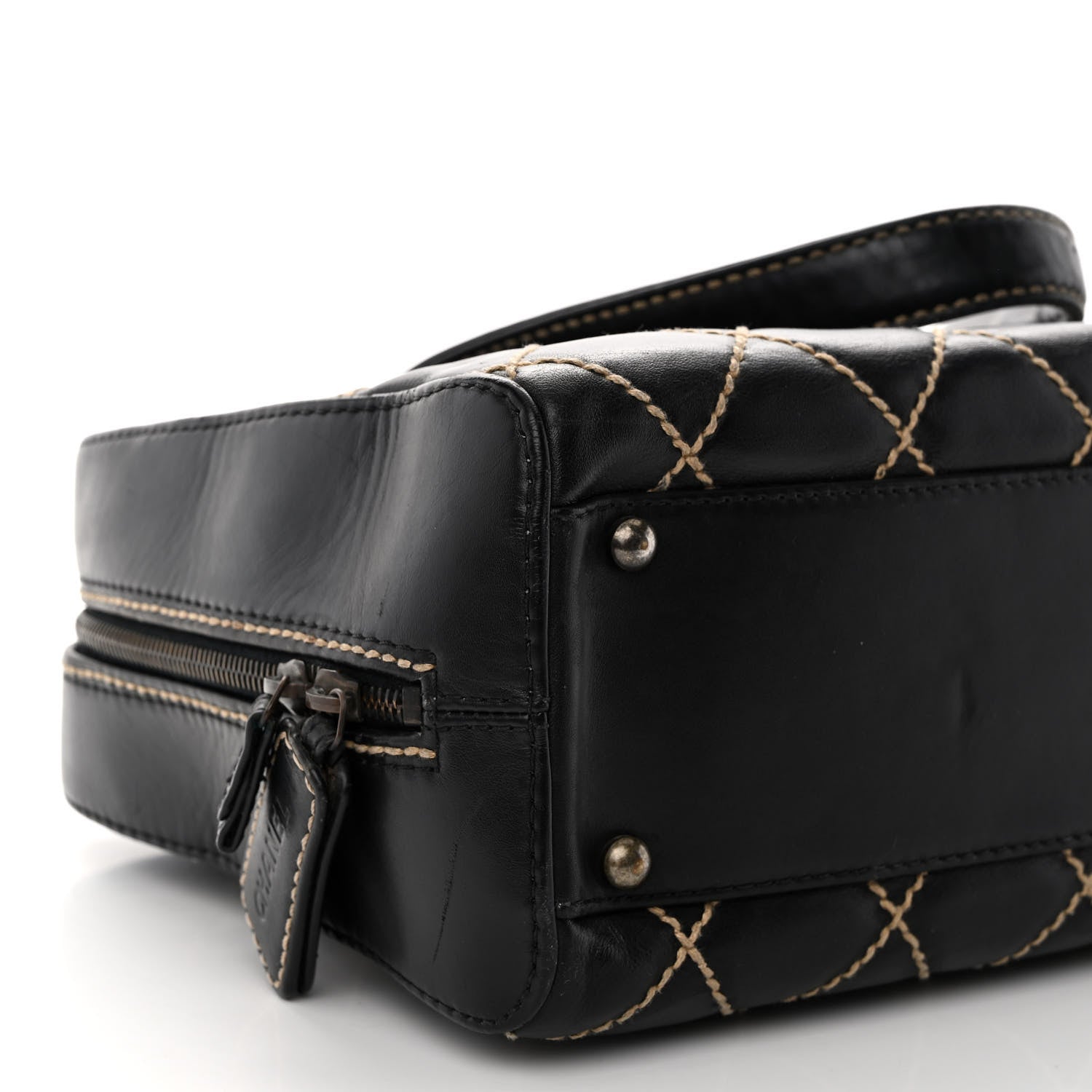 Chanel Calfskin Contrast Stitch Surpique Bowler Dark Brown 8 of 9