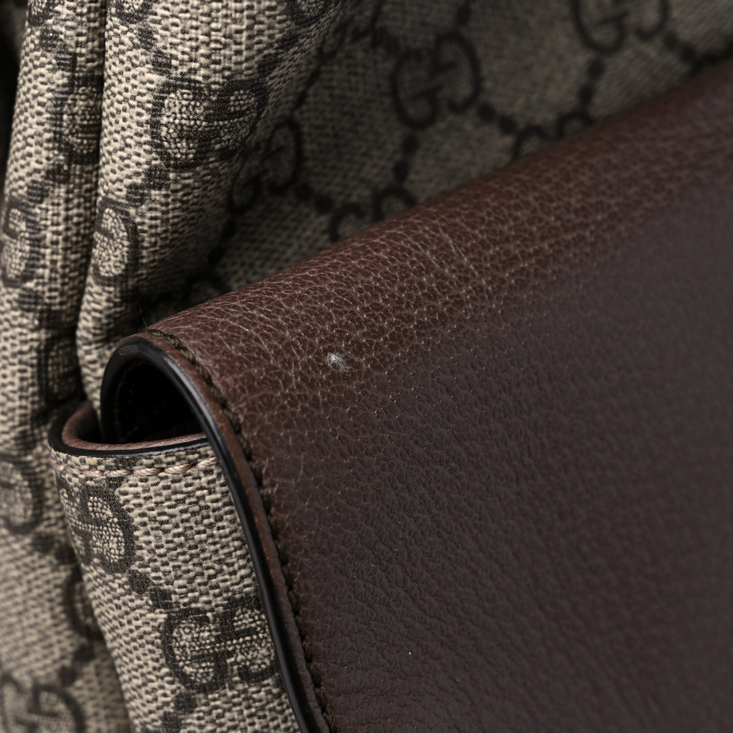 GG Supreme Monogram Medium Ophidia Double Buckle Backpack Brown