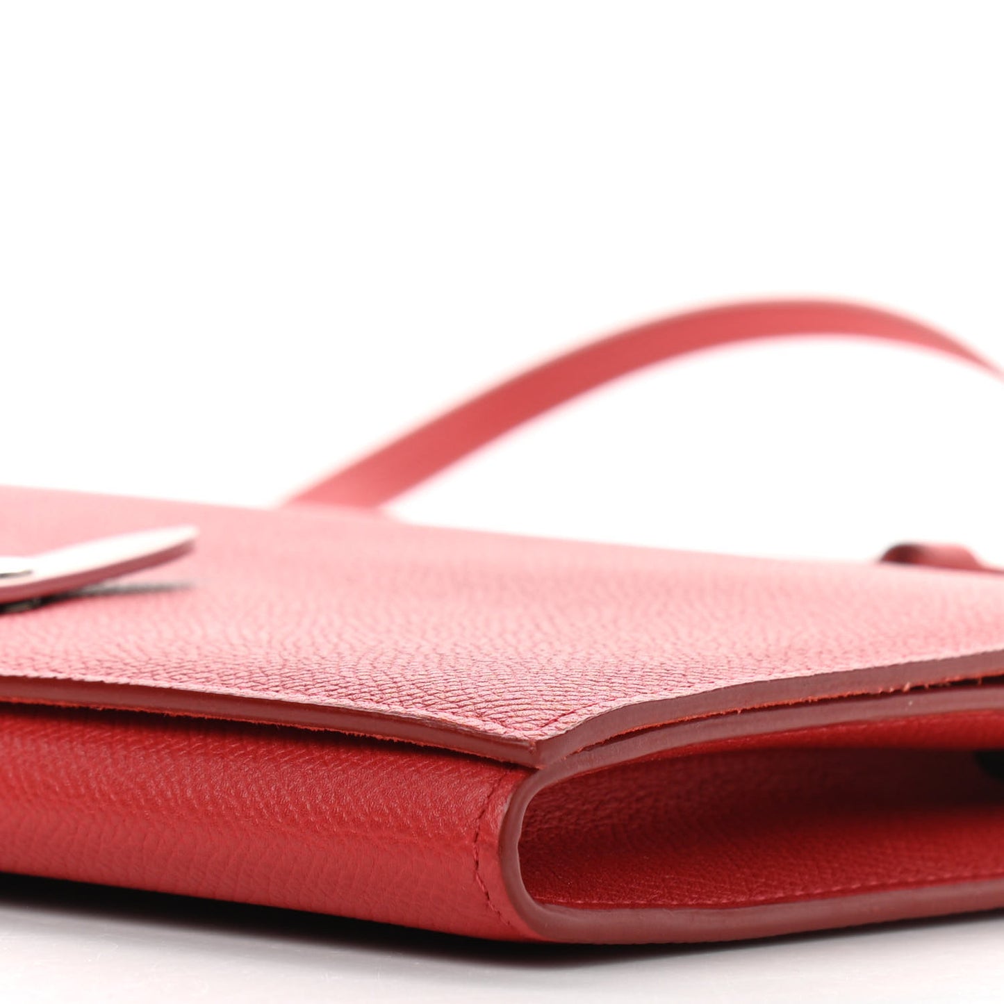 Grained Calfskin Clutch On Strap Bag Scarlet