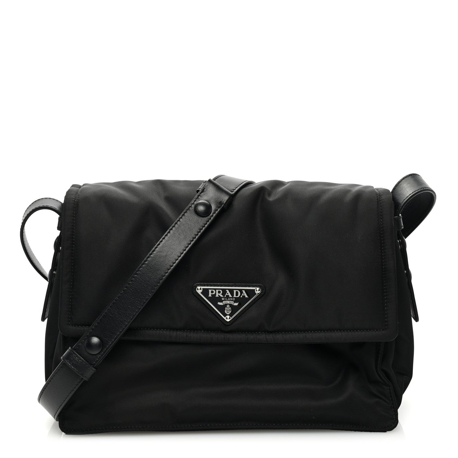 Prada Re-Nylon Vitello Padded Small Flap Shoulder Bag Black 1 of 9