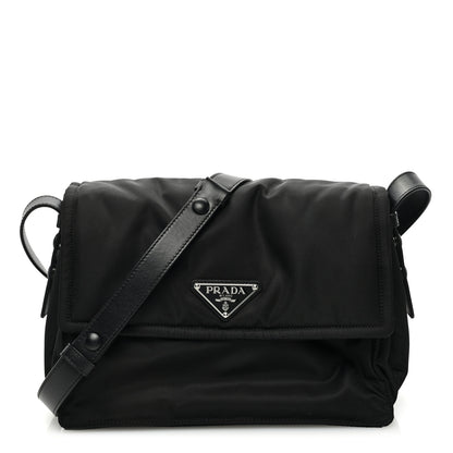 Prada Re-Nylon Vitello Padded Small Flap Shoulder Bag Black 1 of 9