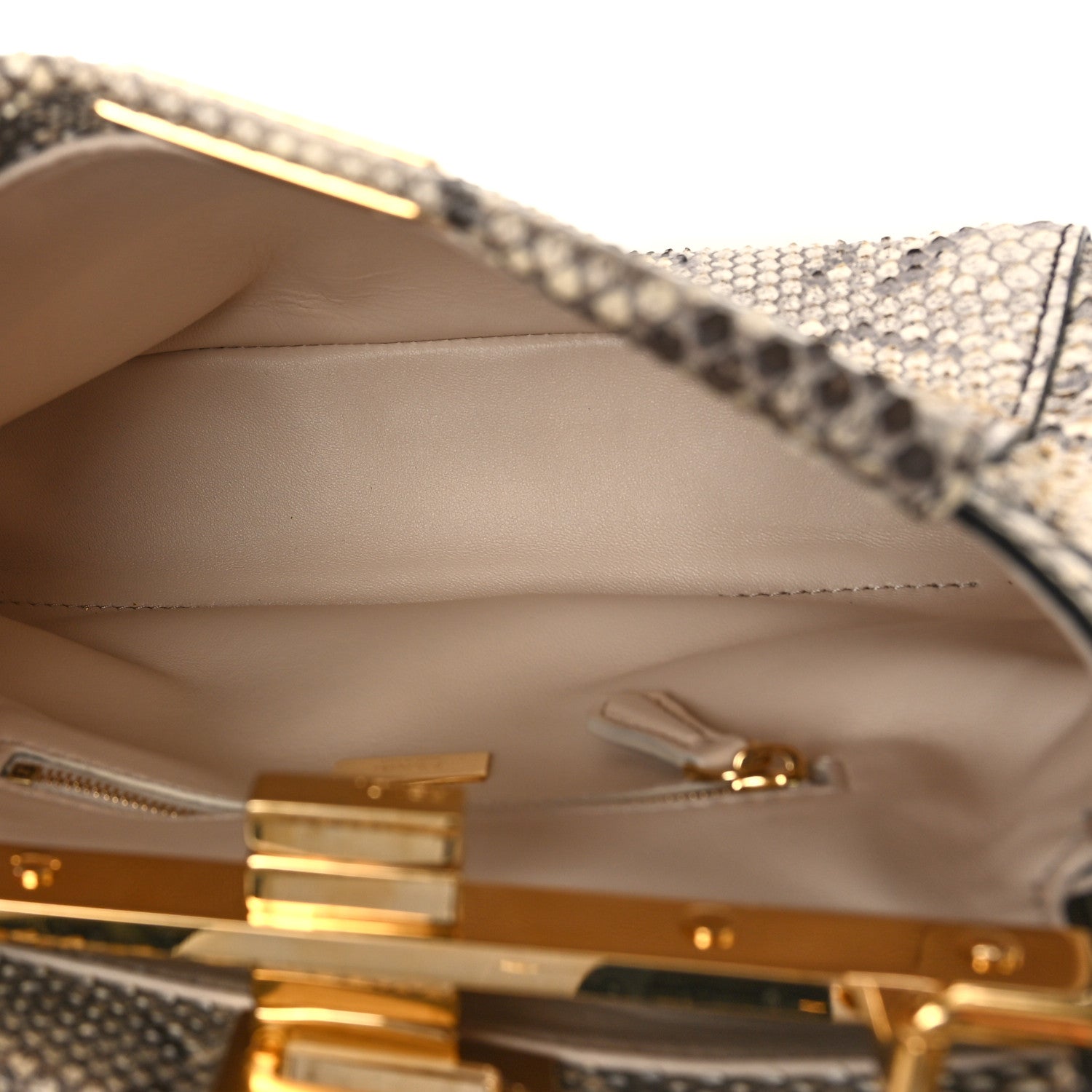 Fendi Snakeskin Shiny Nappa Mini Peekaboo Iconic Satchel Roccia Light Rose 6 of 9