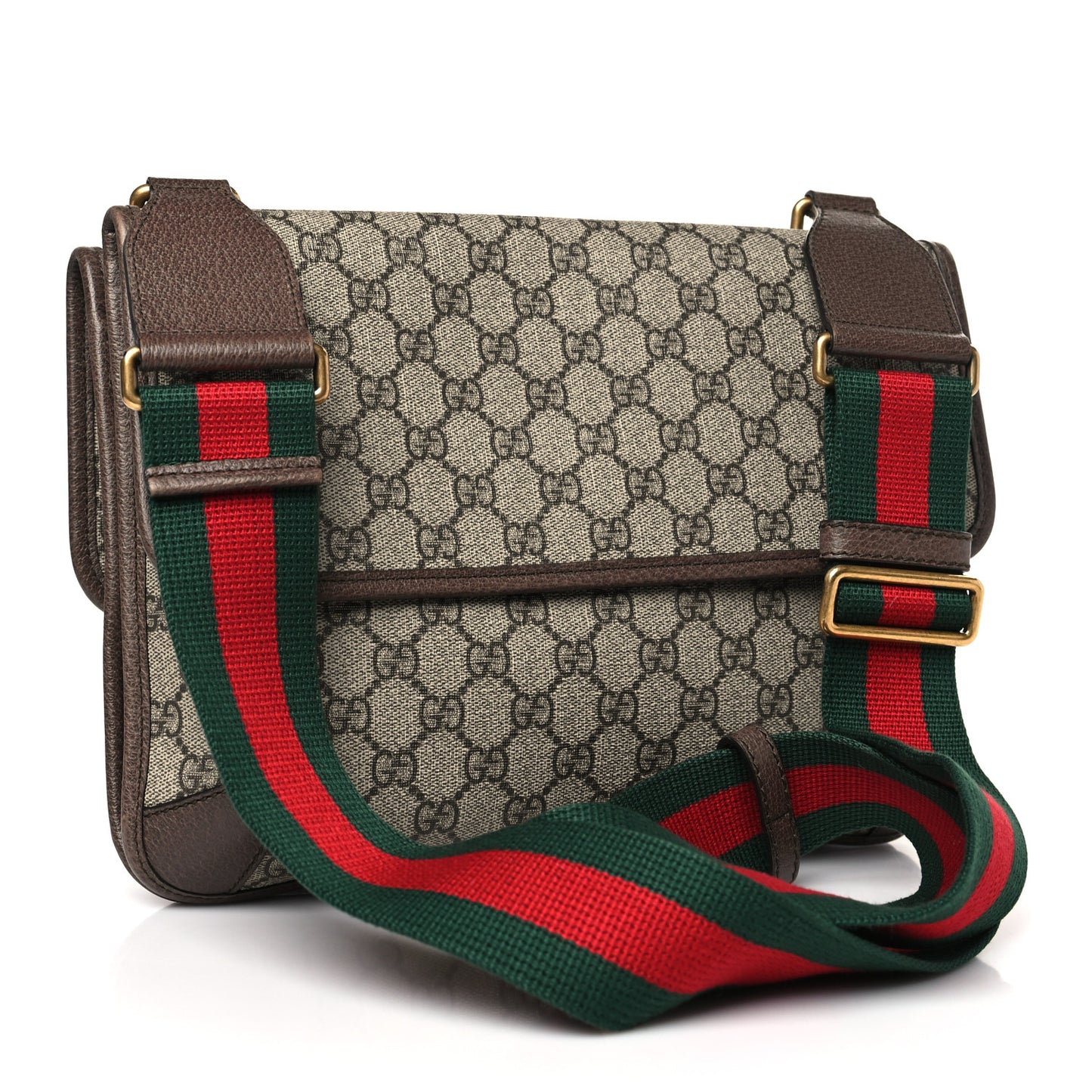 GG Supreme Monogram Web Neo Vintage Double Flap Messenger Bag Beige New Acero