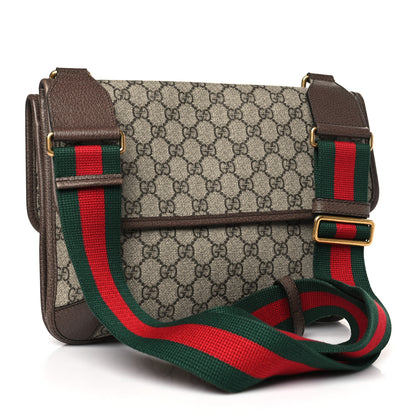 Gucci GG Supreme Monogram Web Neo Vintage Double Flap Messenger Bag Beige New Acero 3 of 9