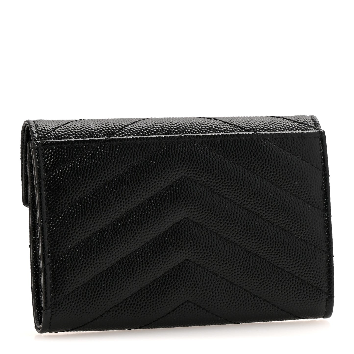 Grain De Poudre Matelasse Chevron Small Monochrome Monogram Envelope Wallet Black Black