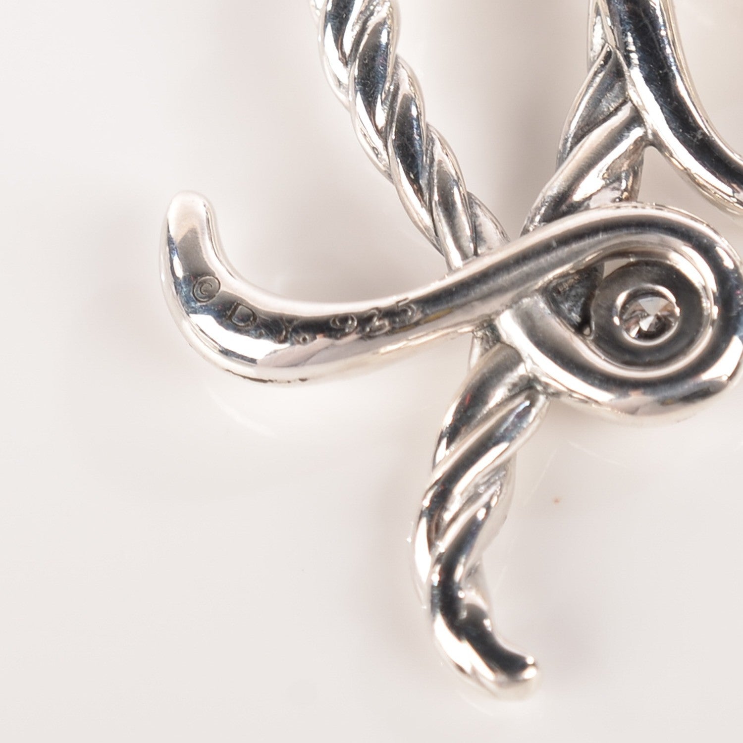 David Yurman Sterling Silver Diamond 27mm Cable Collectibles Initial R Charm Necklace 6 of 6