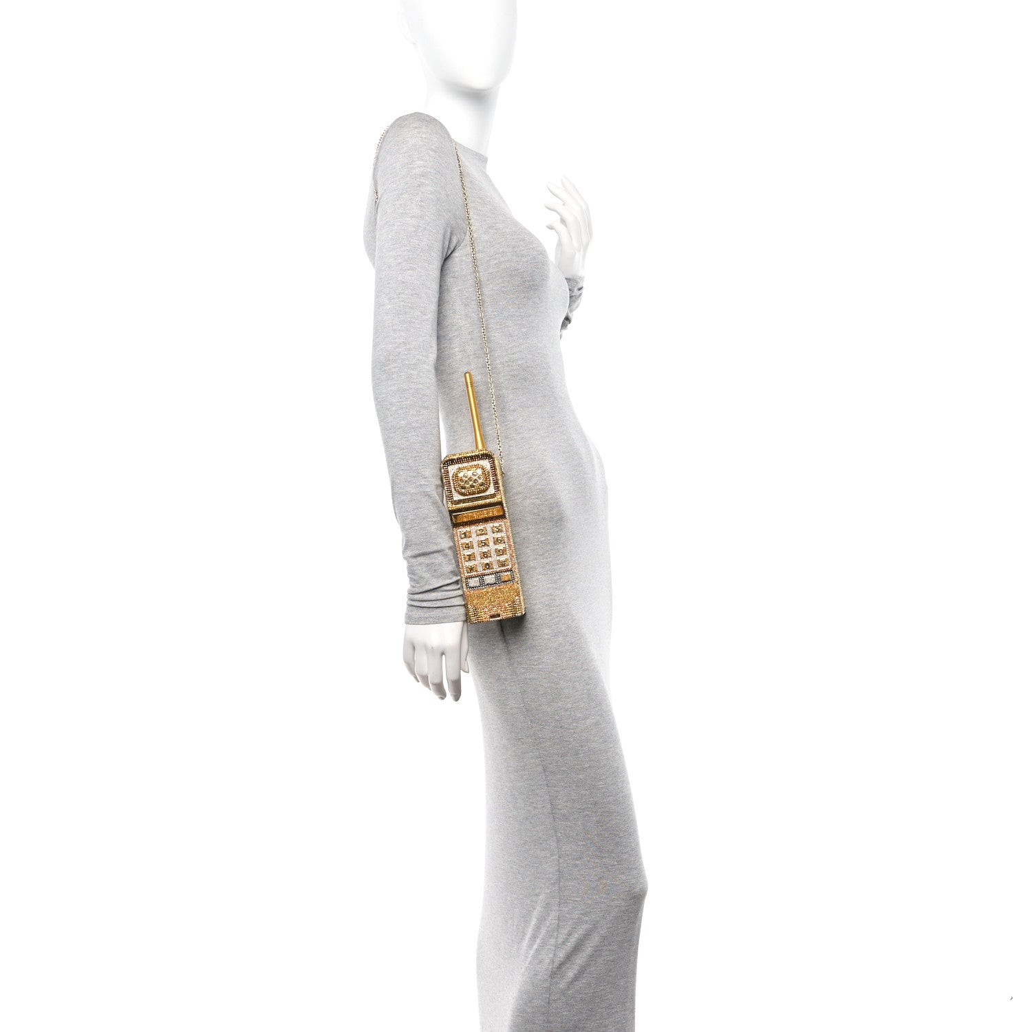 Judith Leiber Austrian Crystal Call Me Brick Phone Minaudiere Clutch Multicolor Gold 2 of 11