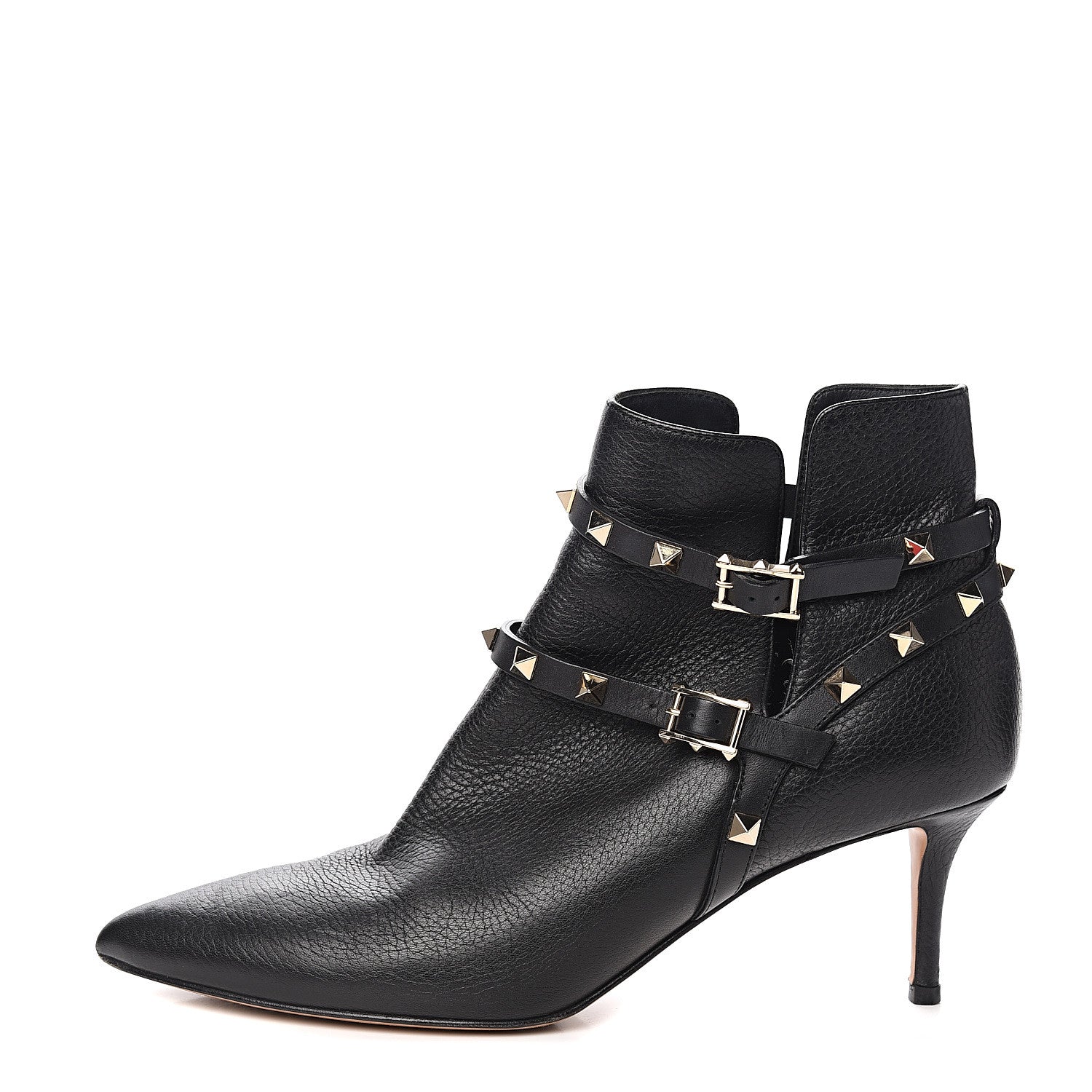 Valentino Garavani Grained Calfskin Rockstud Double Buckle 65mm Ankle Boots 40 Black 1 of 10