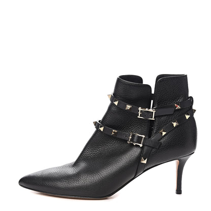 Valentino Garavani Grained Calfskin Rockstud Double Buckle 65mm Ankle Boots 40 Black 1 of 10