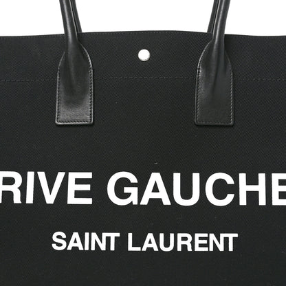 Saint Laurent Linen Calfskin Rive Gauche Tote Black 8 of 10