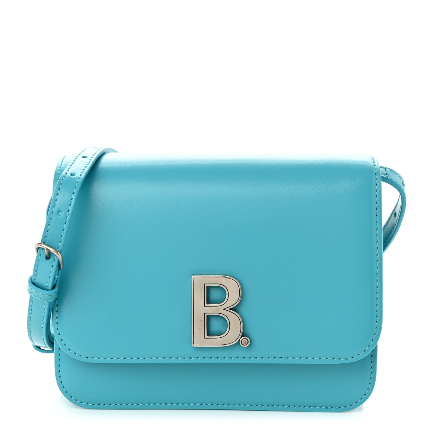 Shiny Box Calfskin Small B Bag Turquoise