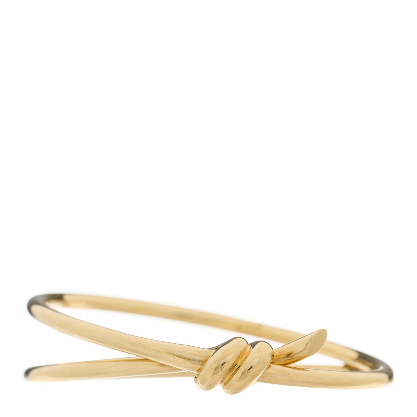 18K Yellow Gold Double Row Knot Hinged Bangle Bracelet