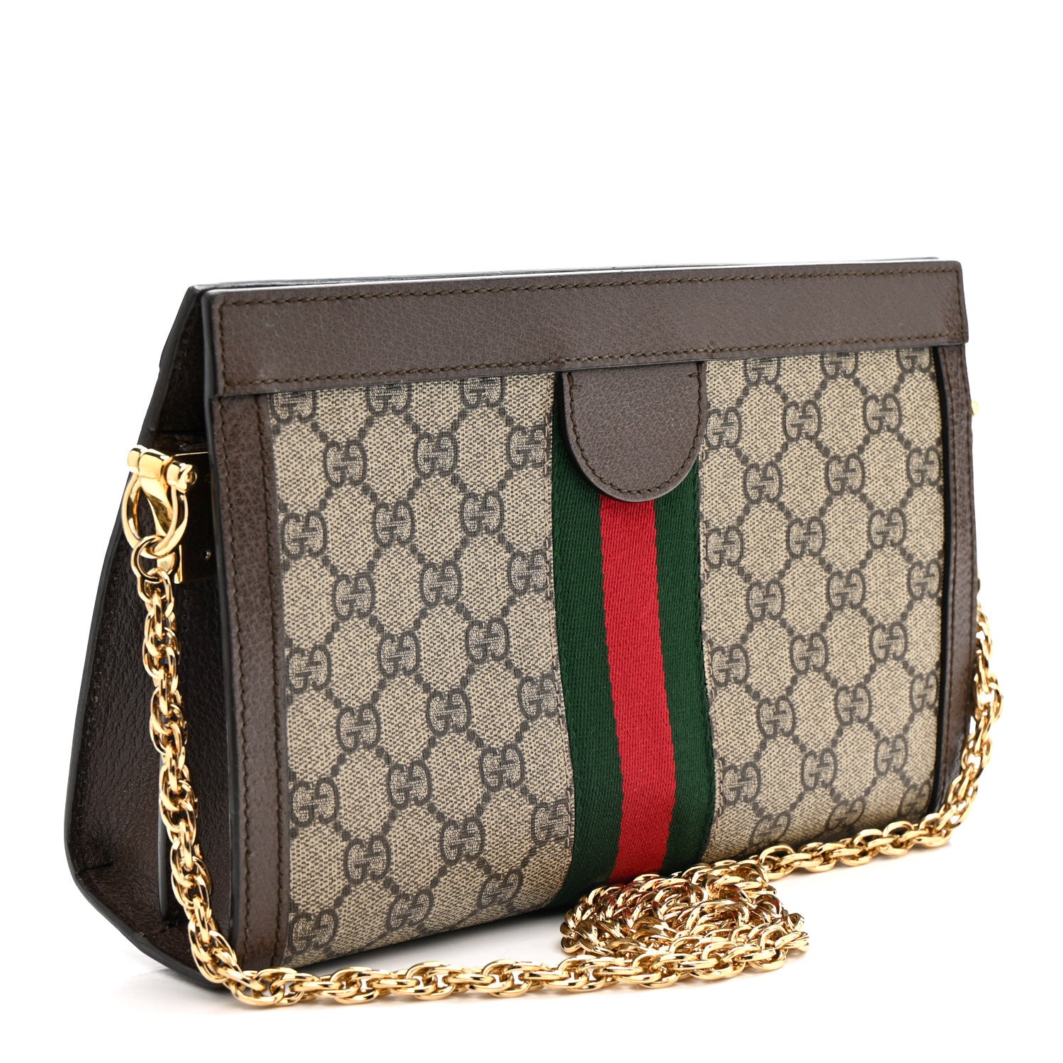 Gucci GG Supreme Monogram Web Small Ophidia Chain Shoulder Bag Brown 3 of 15