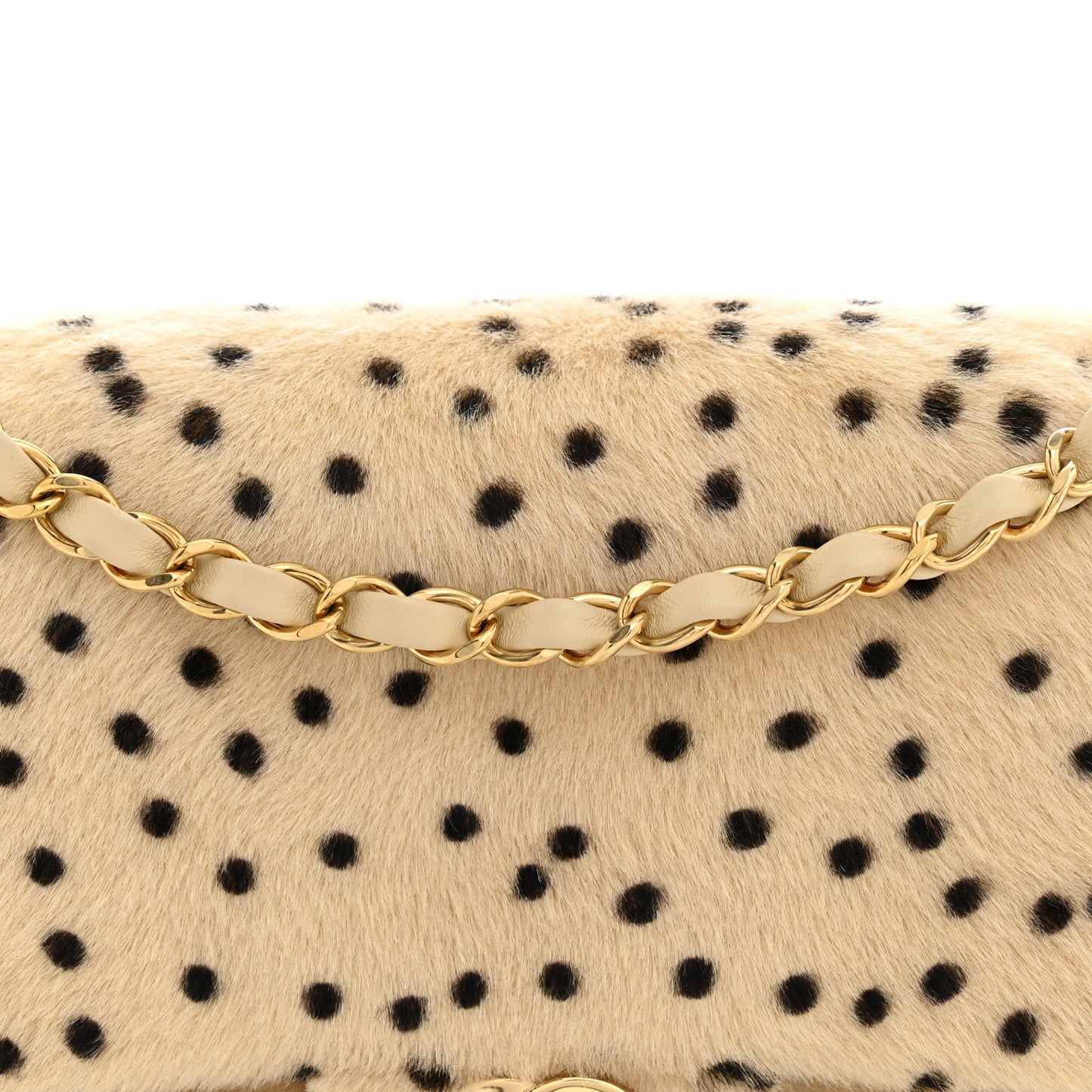 Pony Hair Cheetah Printed Creative Fabrics Flap Light Beige Black