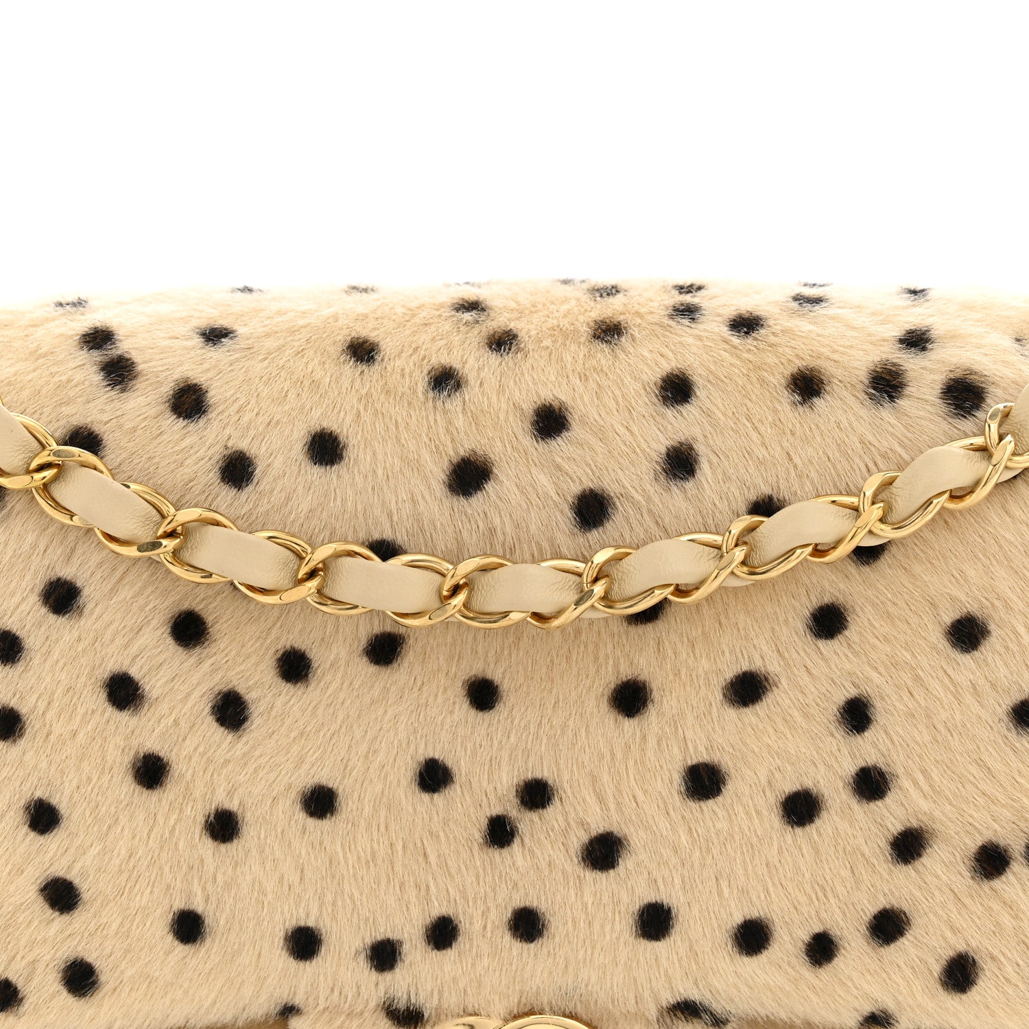 Chanel Pony Hair Cheetah Printed Creative Fabrics Flap Light Beige Black 8 of 11