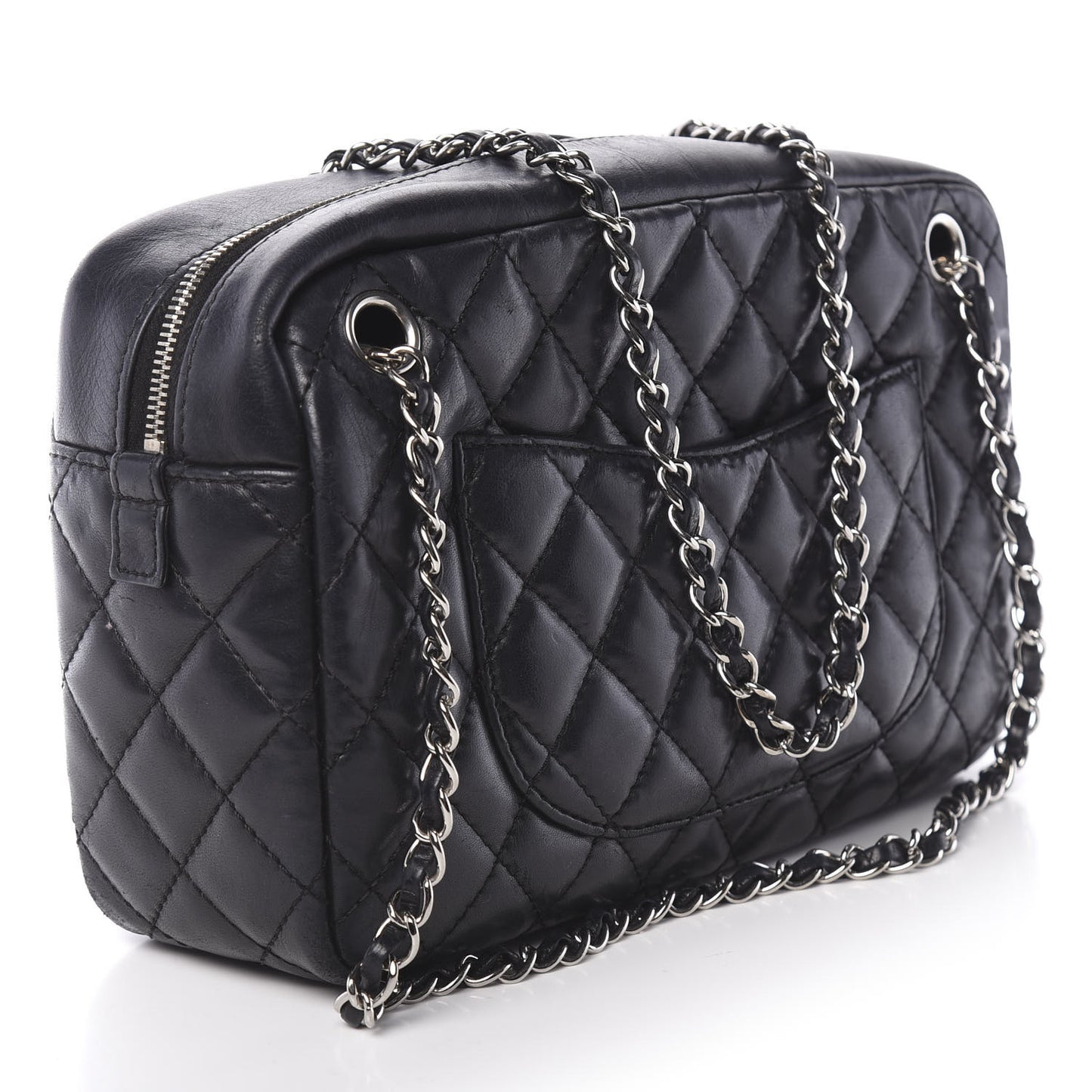 Lambskin Quilted Medium Camera Case Black