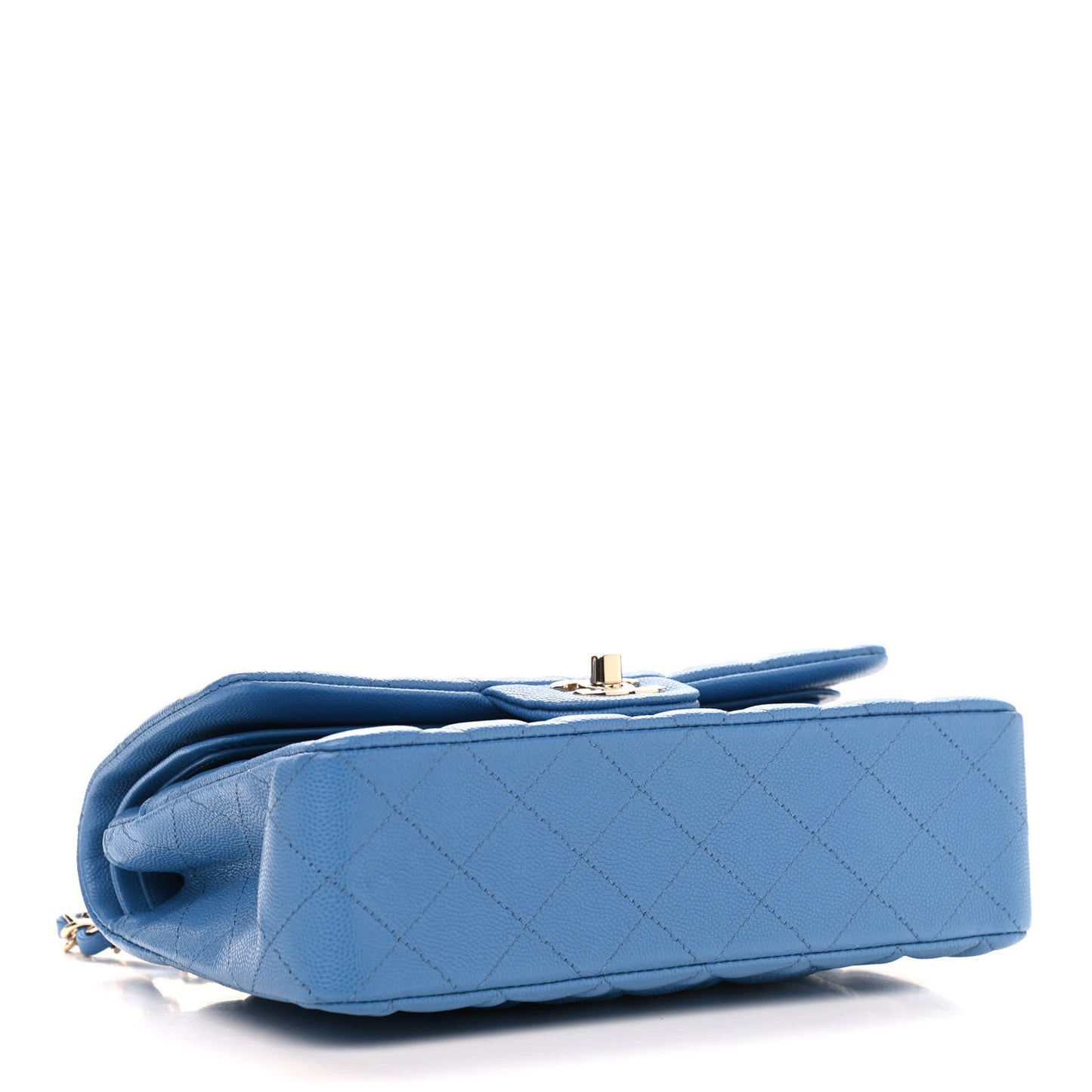 Caviar Quilted Small Double Flap Blue