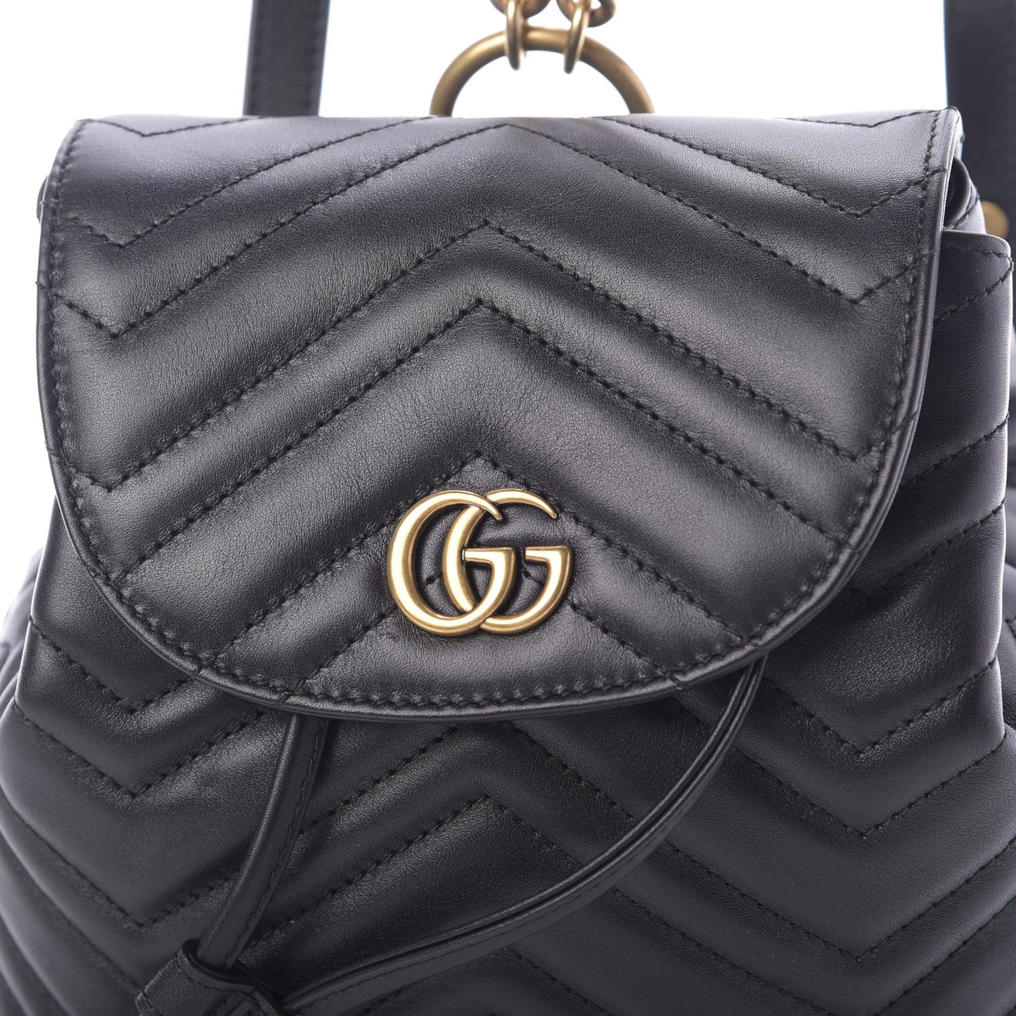 Calfskin Matelasse GG Marmont Flap Backpack Black
