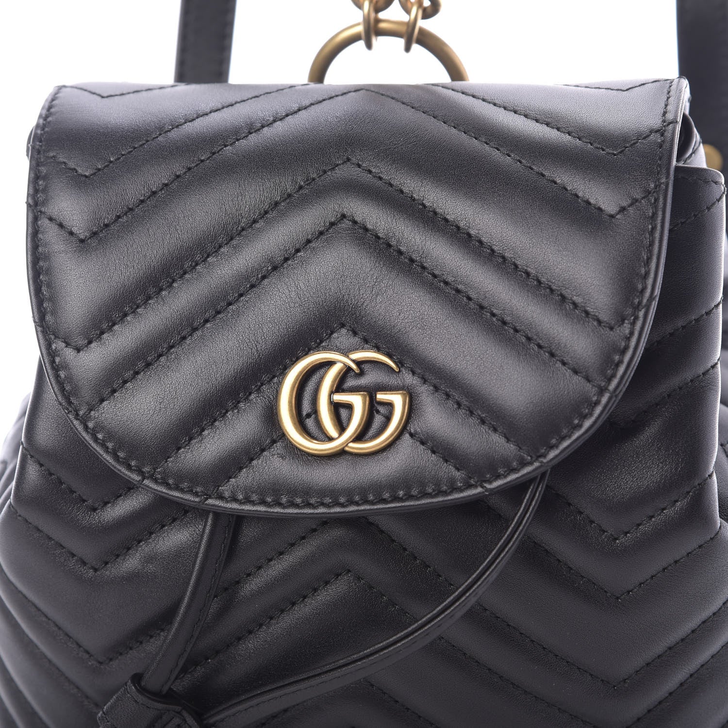 Gucci Calfskin Matelasse GG Marmont Flap Backpack Black 9 of 9