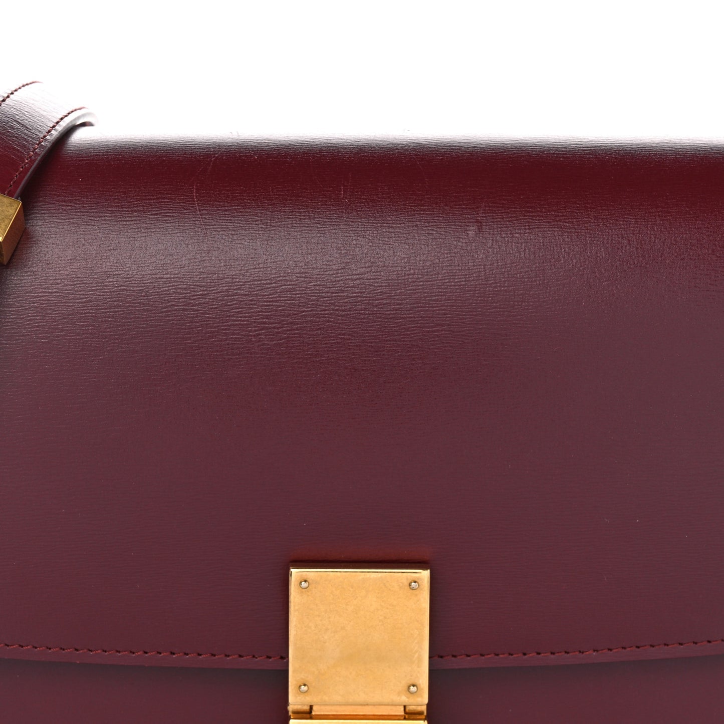 Liege Calfskin Medium Classic Box Flap Bag Burgundy