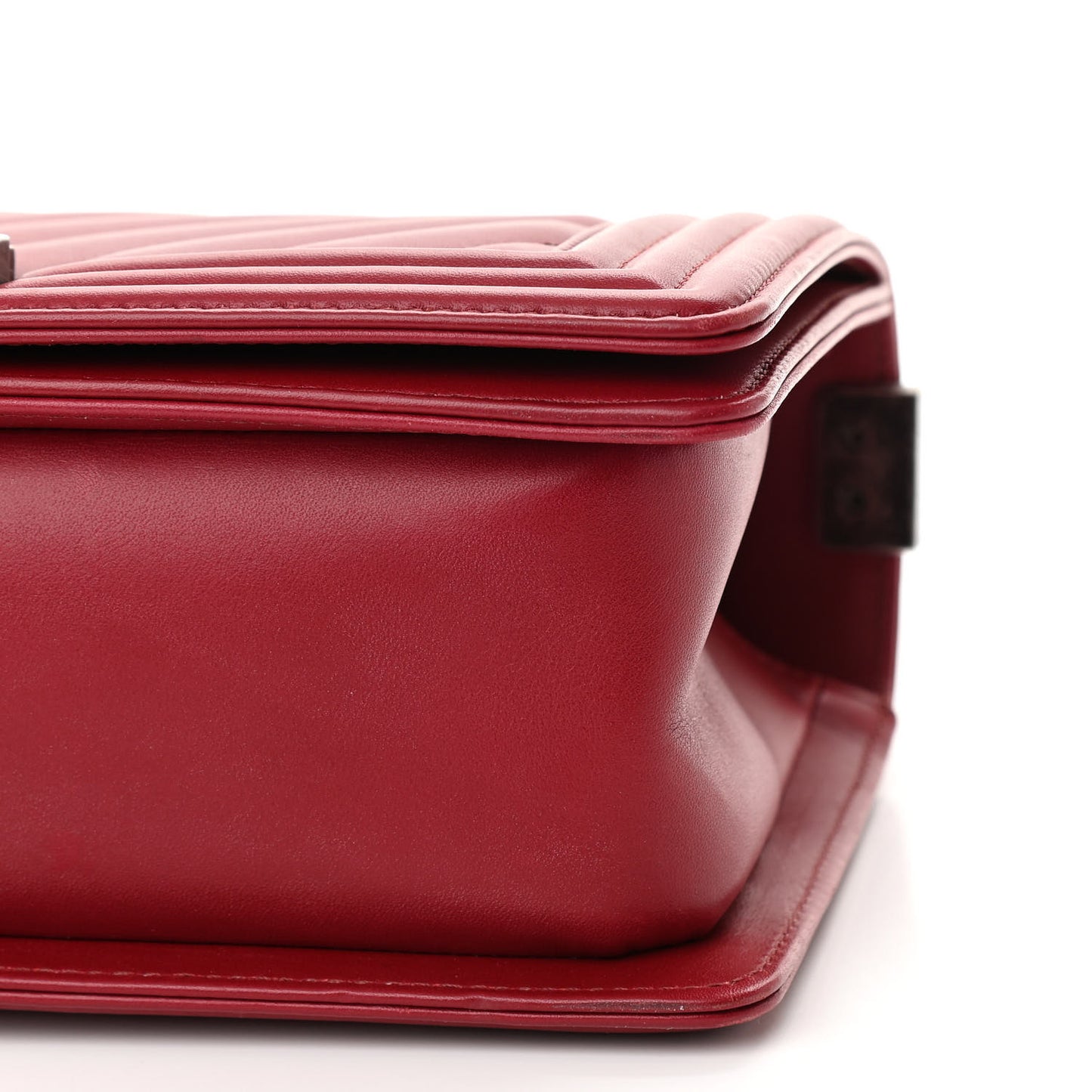 Calfskin Chevron Quilted Medium Boy Flap Dark Red
