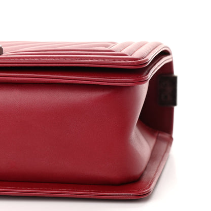 Chanel Calfskin Chevron Quilted Medium Boy Flap Dark Red 10 of 14