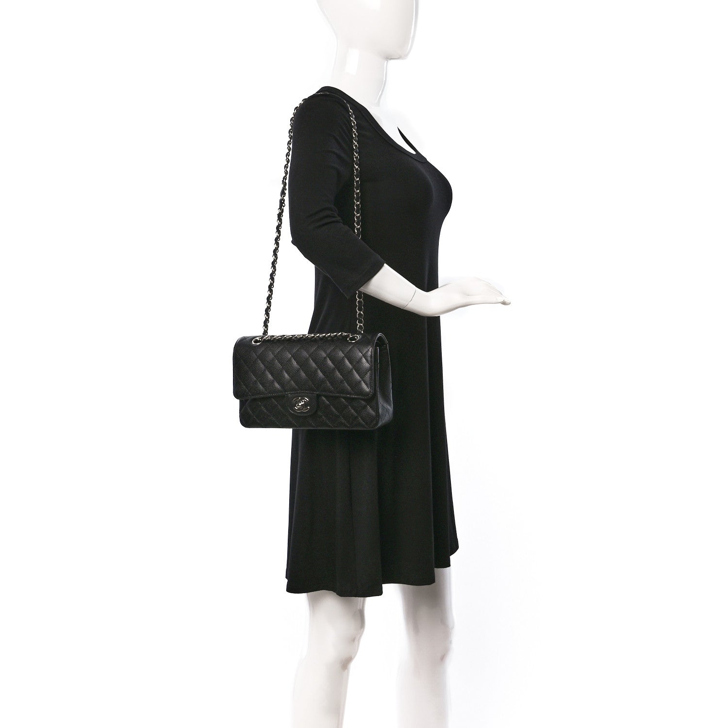 Chanel Caviar Quilted Medium Double Flap Black 2 of 10