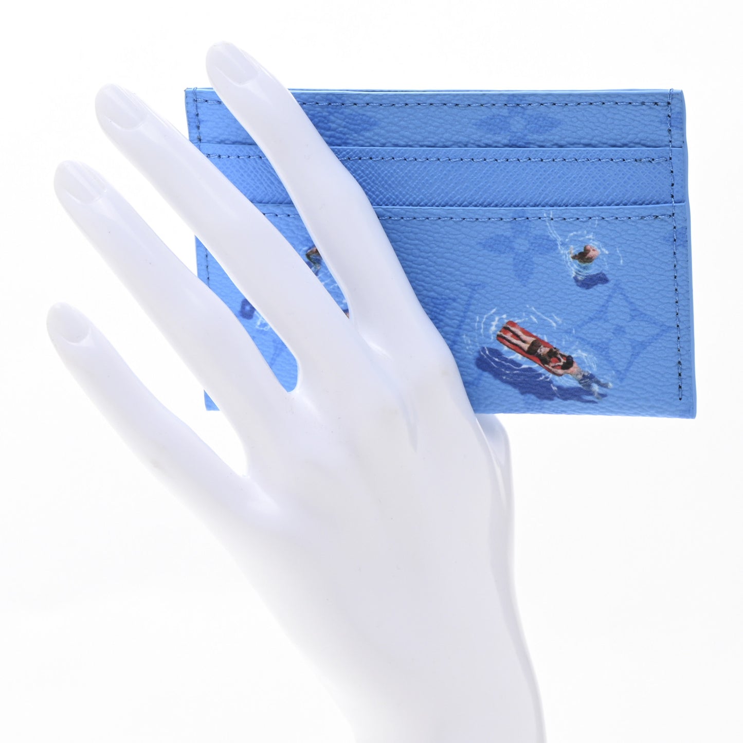 Monogram Double Card Holder Blue lagoon