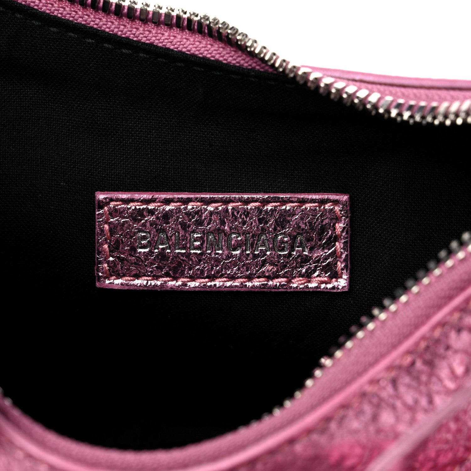 Balenciaga Metallic Agneau Arena Crystal Le Cagole Shoulder Bag XS Met Pink 7 of 10