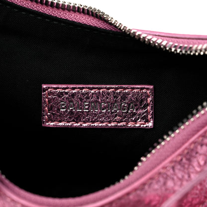 Balenciaga Metallic Agneau Arena Crystal Le Cagole Shoulder Bag XS Met Pink 7 of 10