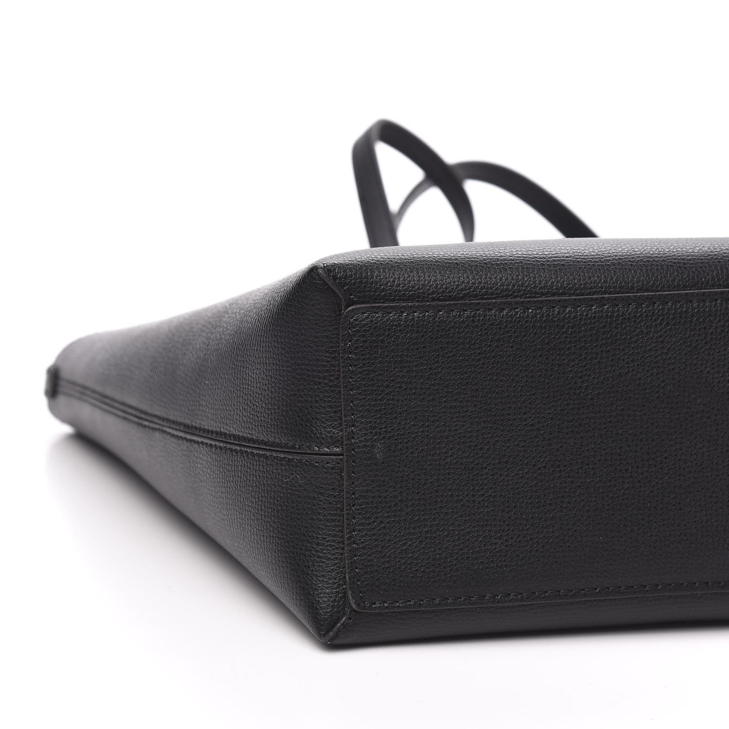 Grainy Calfskin Haymarket Check Medium Reversible Tote Black