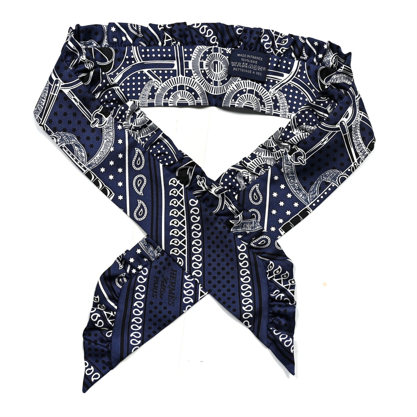 Eperon d'Or Bandana Ruffle Twilly Marine Fonce Black White