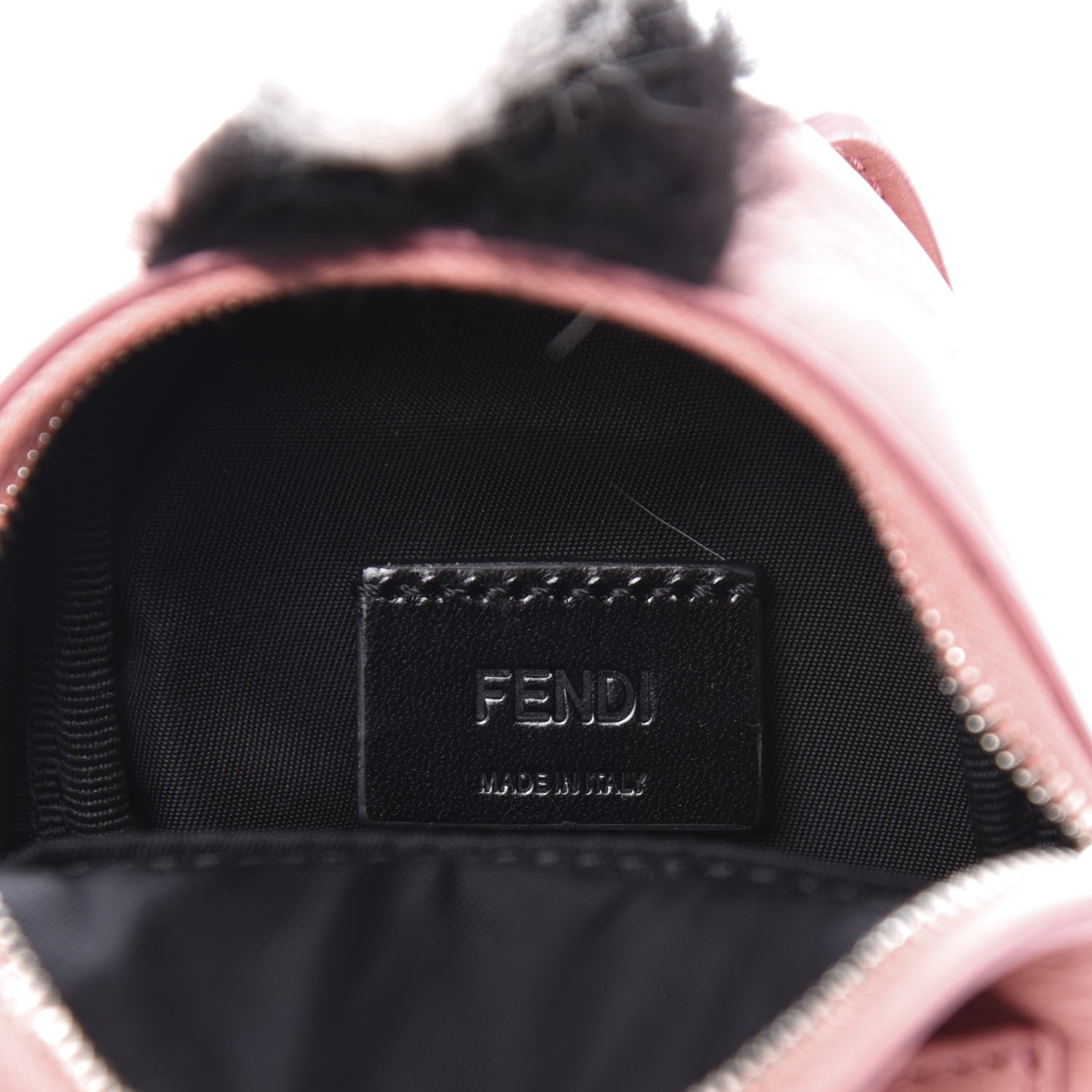 Fendi Vitello Dolce Elaphe Crystal Nutria Fox Fur Monster Eyes Mini Backpack Charm Bois de Rose Black Multicolor 5 of 8