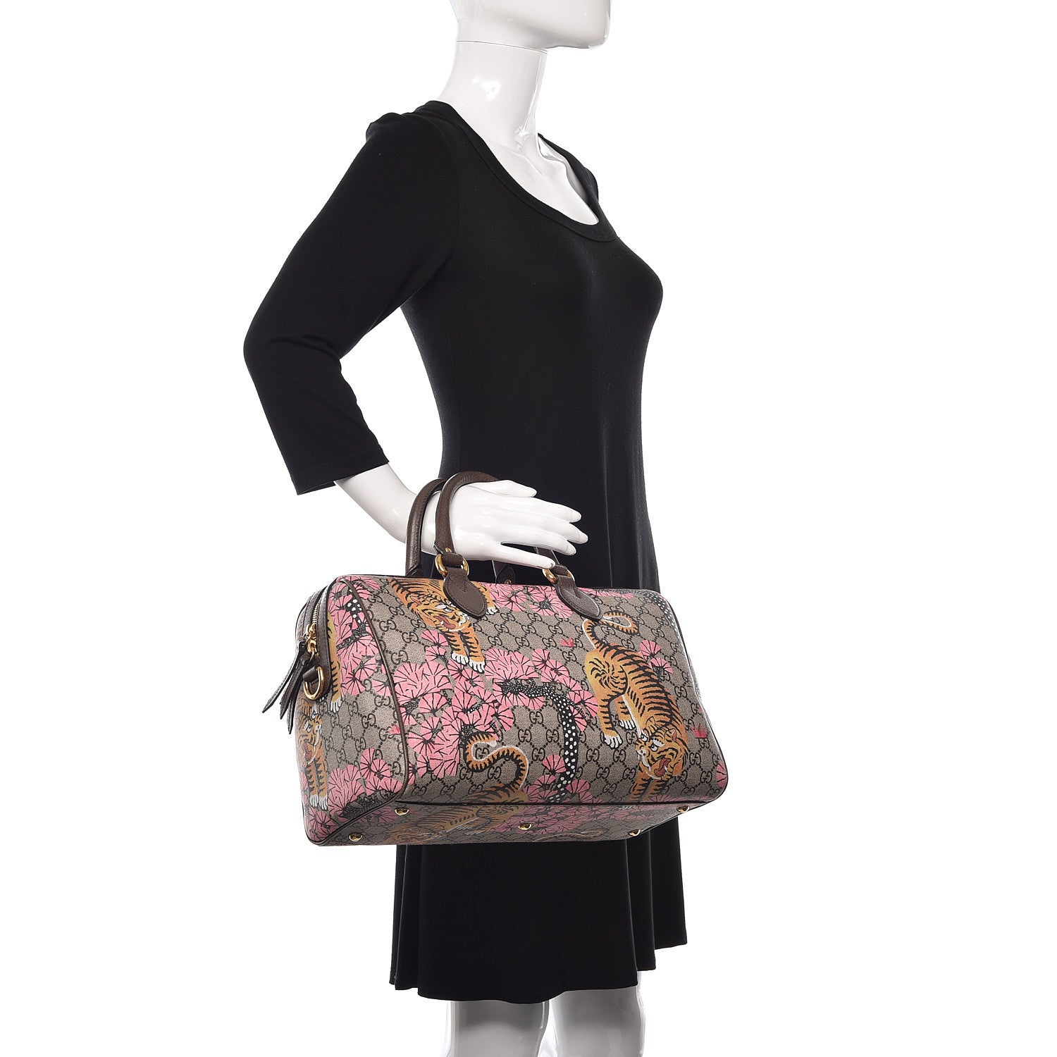 Gucci GG Supreme Monogram Bengal Medium Boston Beige PInk 2 of 18