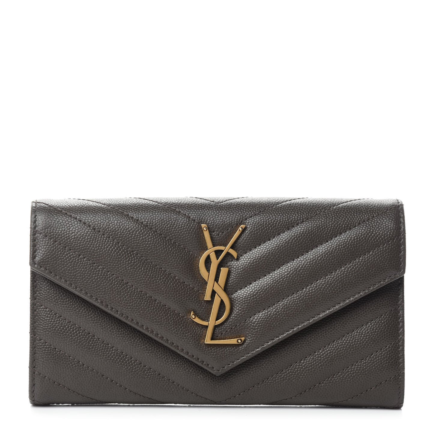 Grain De Poudre Matelasse Chevron Monogram Flap Wallet Fog