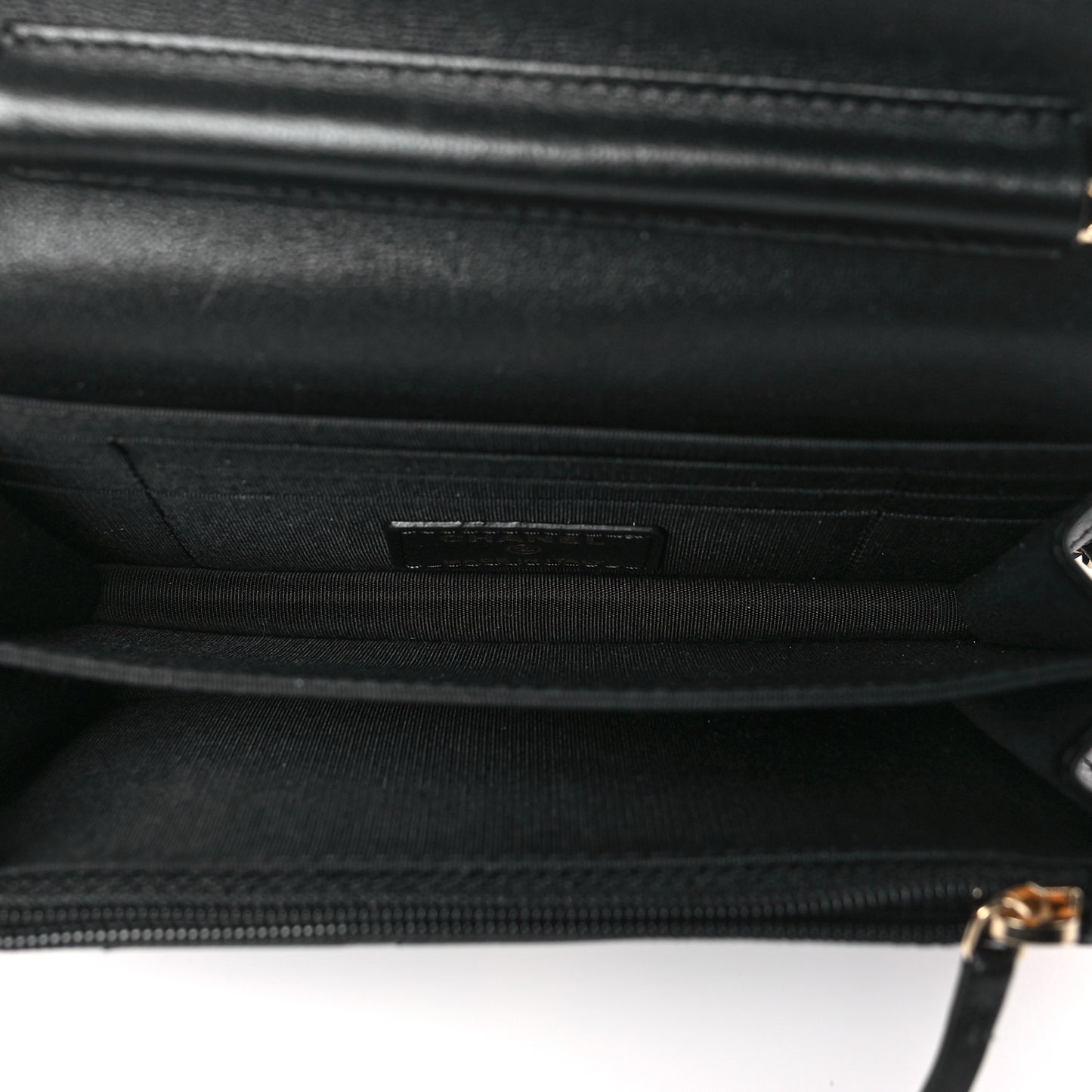 Lambskin Quilted Mini Camellia Bow Wallet On Chain WOC Black