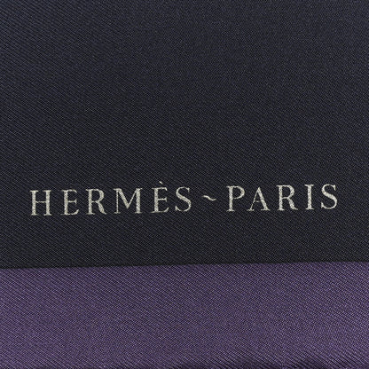 Hermes Silk Robe Legere Scarf 45 Aubergine Bleu Black 2 of 4