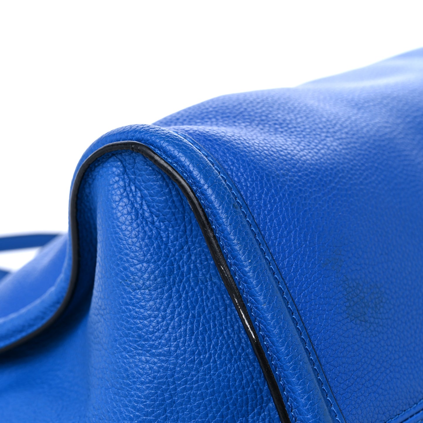 Pebbled Calfskin Large Skull Padlock Zip Around Tote Cobalt