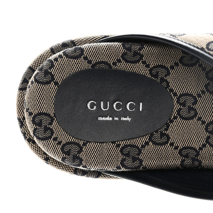 Gucci Monogram Criss Cross Platform Slide Sandals 37 Beige Blue 8 of 9