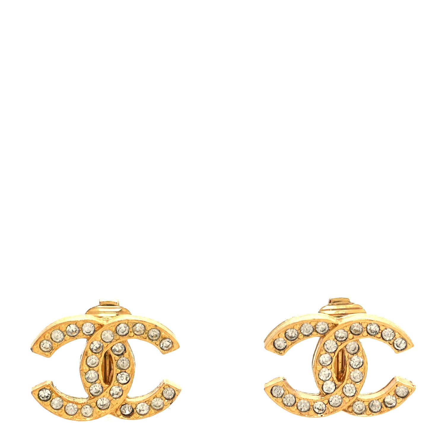 Chanel Crystal CC Clip On Earrings Gold 1 of 4