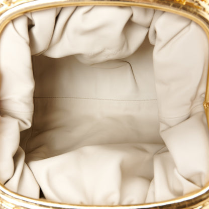 Bottega Veneta Metallic Crinkled Lambskin The Pouch Oversized Clutch Oro 5 of 11