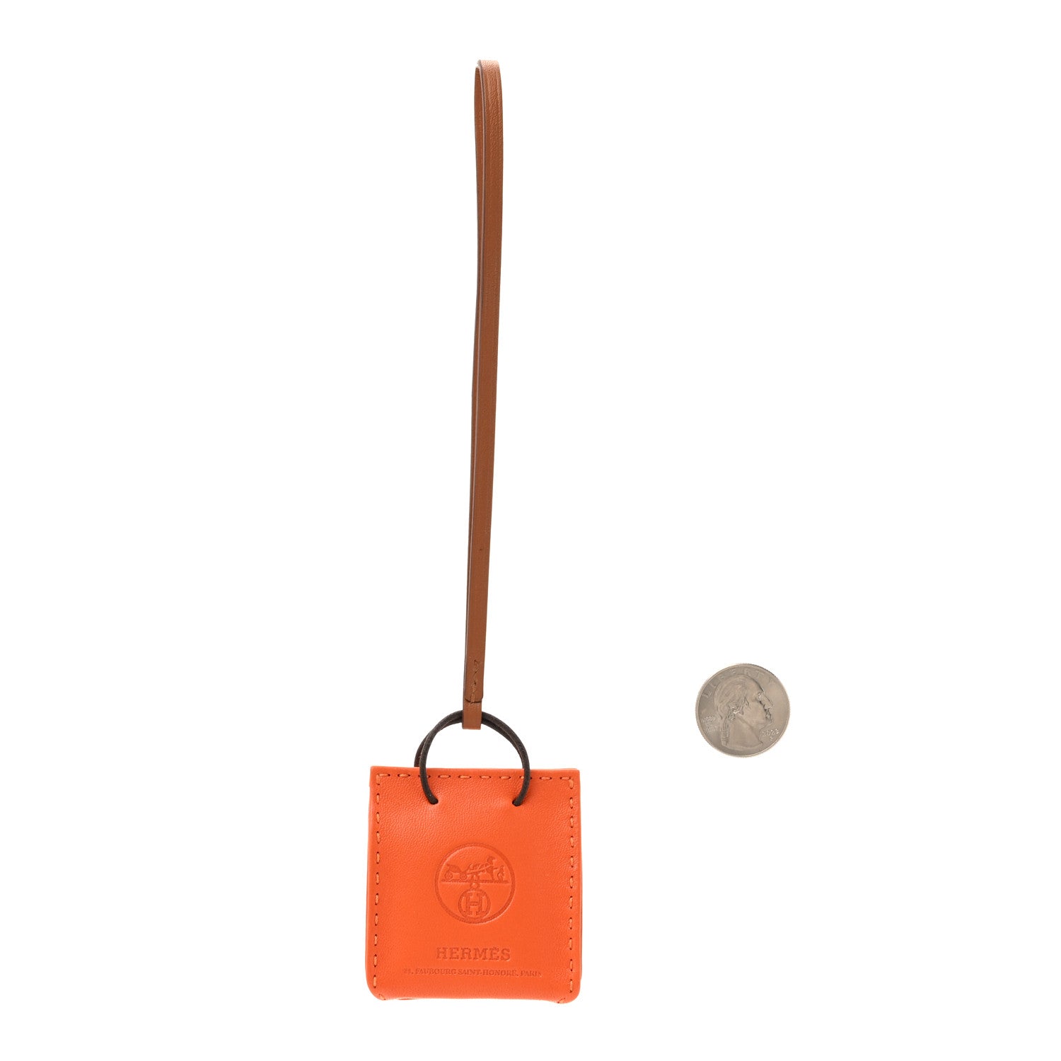 Hermes Milo Lambskin Swift Shopping Bag Charm Feu Gold 2 of 5