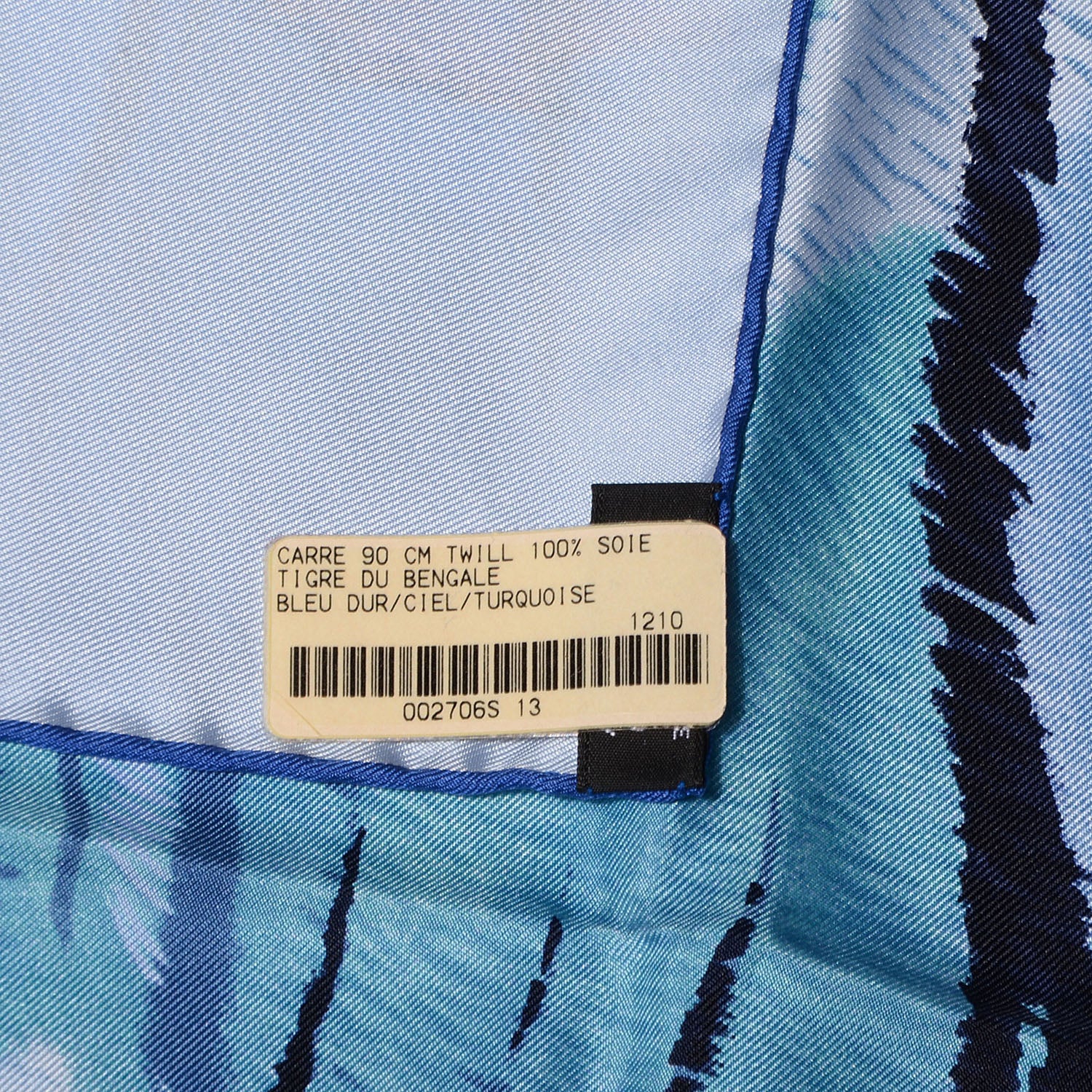 Hermes Silk Tigre du Bengale Scarf 90 Bleu Dur Ciel Turquoise Bleu 5 of 5
