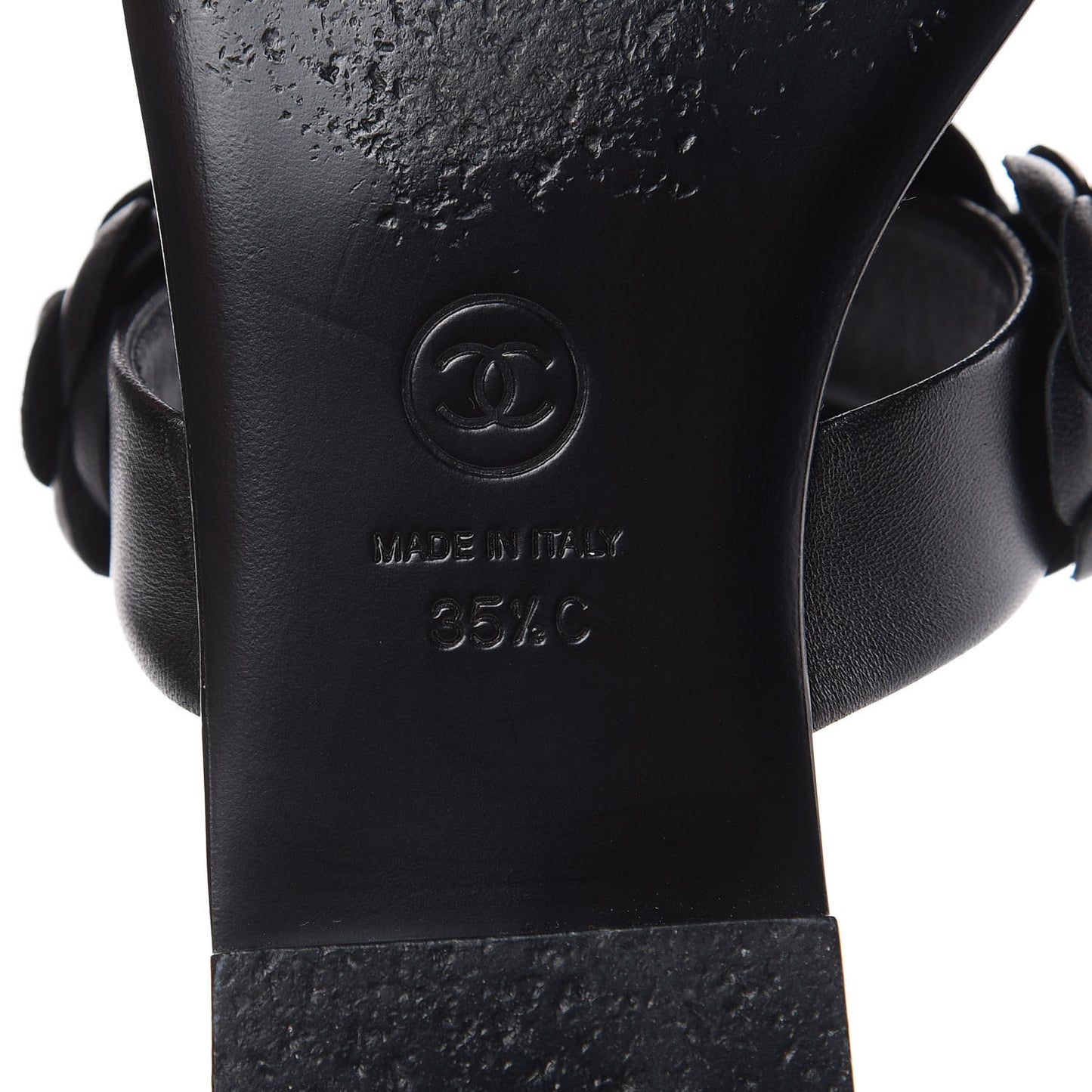 Lambskin Camellia Sandals 35.5 Black