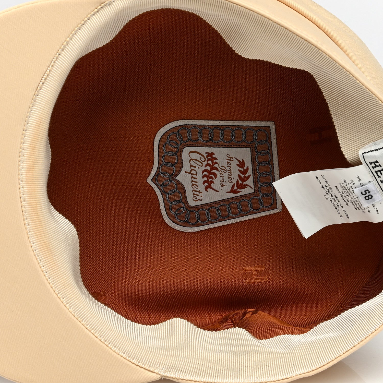 Hermes Double Linen Twill Casquette Cabourg Cliquetis Cap 58 White Creme 6 of 8