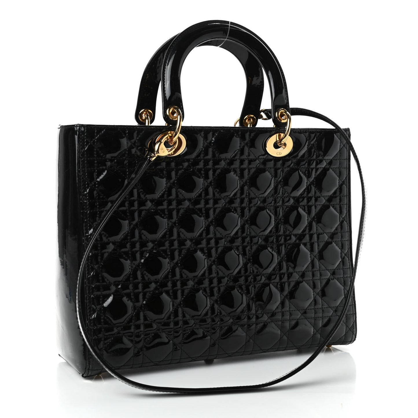 Patent Cannage Large Lady Dior Black