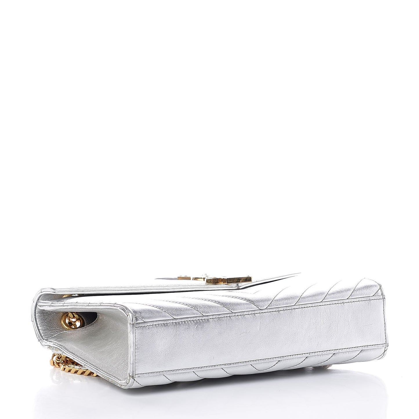 Metallic Calfskin Matelasse Medium Monogram Satchel Silver
