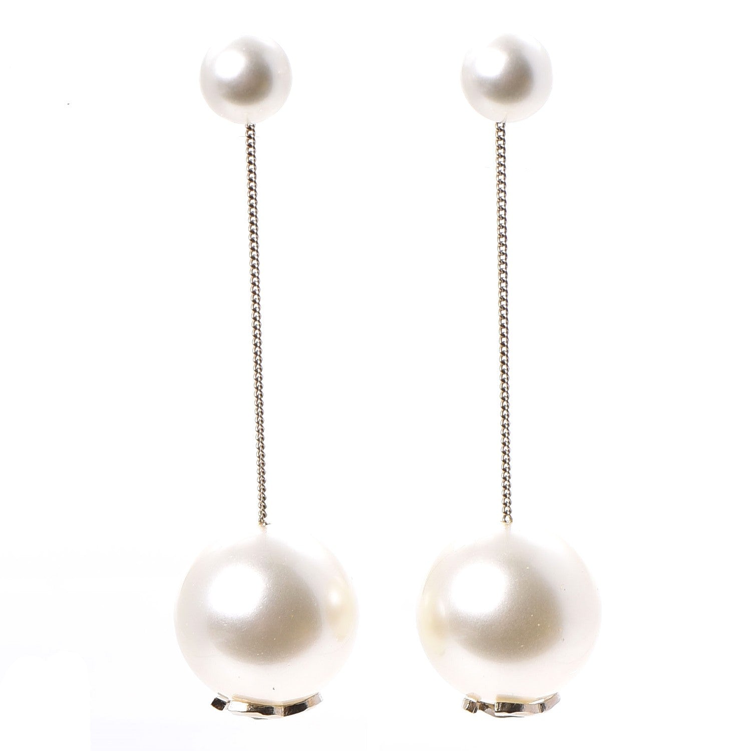 Chanel Pearl CC Drop Earrings Gold 1 of 6
