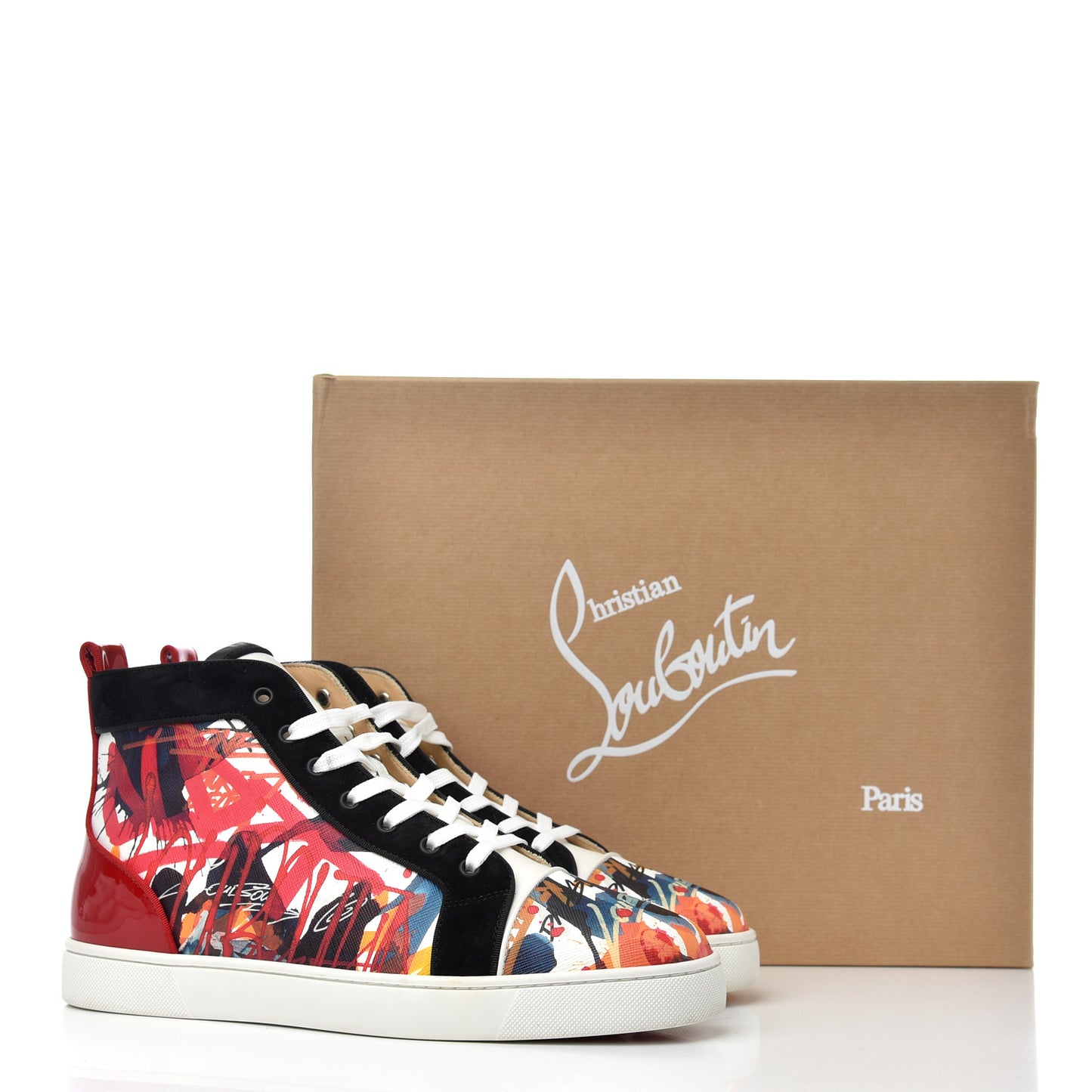 Patent Veau Velours Mens Louis Spikes Orlato T End Flat Sneakers 43.5 Multicolor