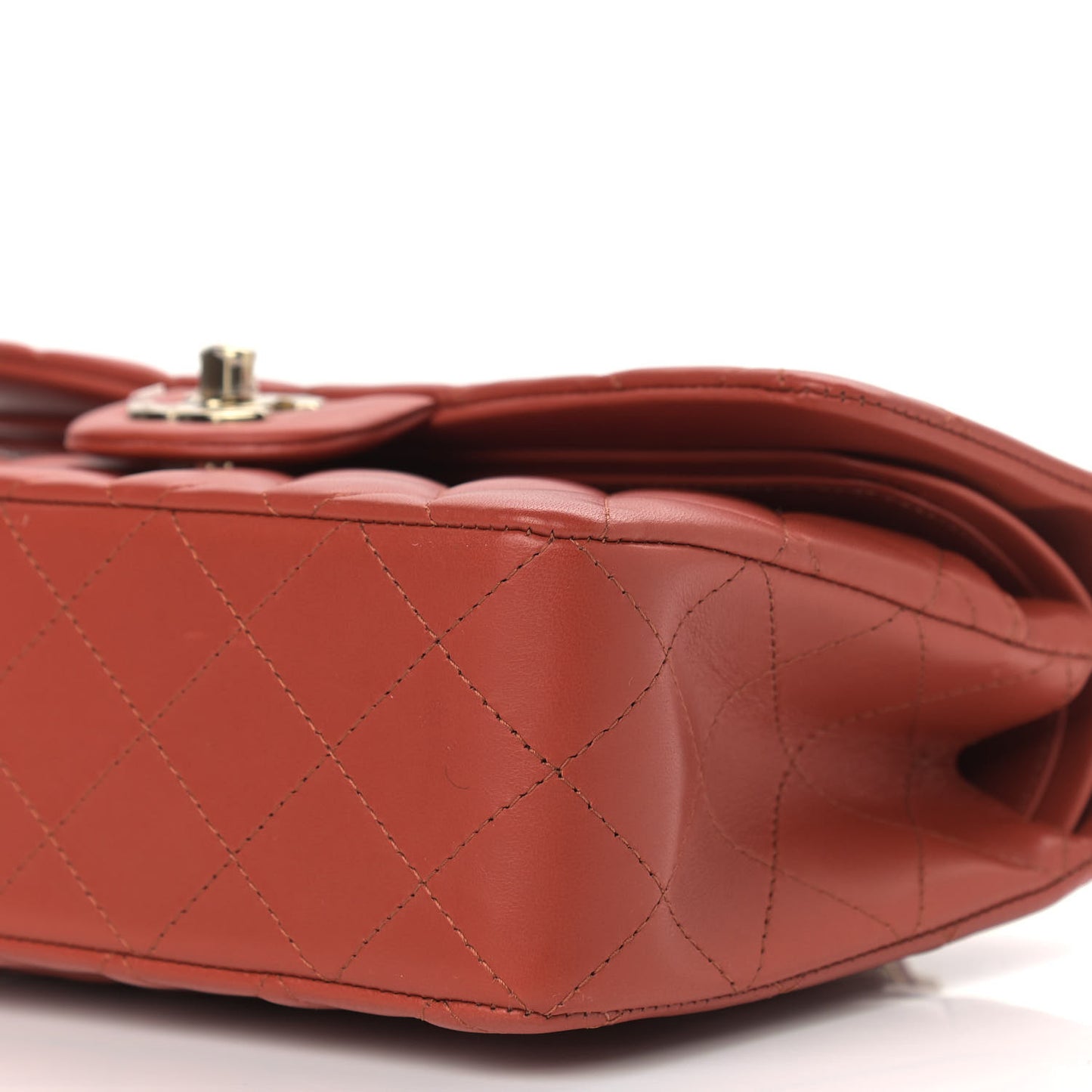 Lambskin Quilted Small Double Flap Brown